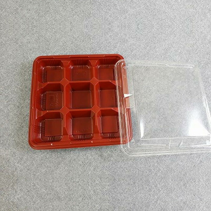 【K2】弁当容器 KF-80朱 透明蓋セット(600枚入) 使い捨て 電子レンジ対応 業務用