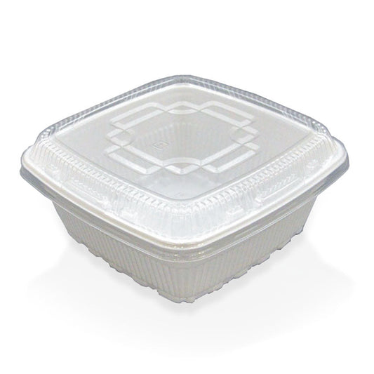 弁当容器 CFランチBOX-1白 蓋付セット(中仕切無)(50枚入)*中仕切り別売り