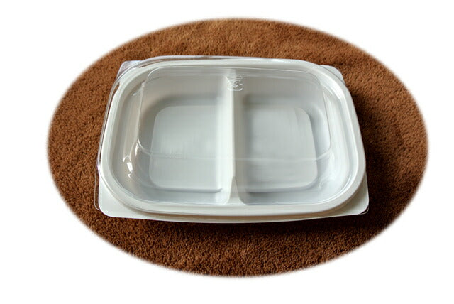 惣菜容器 デリカン15-11 仕切り付き 白 蓋付セット（50枚入） 電子レンジ対応 使い捨て容器