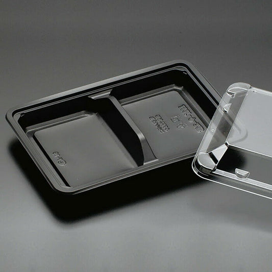 【Ｒ２】惣菜容器 HK9-2B黒透明蓋セット（800枚入）使い捨て 電子レンジ対応 業務用