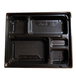 弁当容器 KE1A 黒 蓋付セット (100枚入)内嵌合タイプ 電子レンジ対応 使い捨て容器