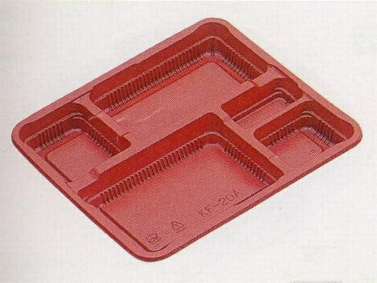 弁当容器 KF-20A 朱 蓋付セット (50枚入)外嵌合タイプ 電子レンジ対応 使い捨て容器