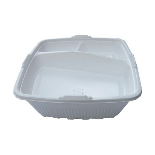 弁当容器 CFランチBOX-1白本体・フタ・中仕切り 3点セット(50枚入)